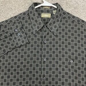 Natural Issue Men's Black White Shirt L Geometric Check Plaid Long Sleeve EUC